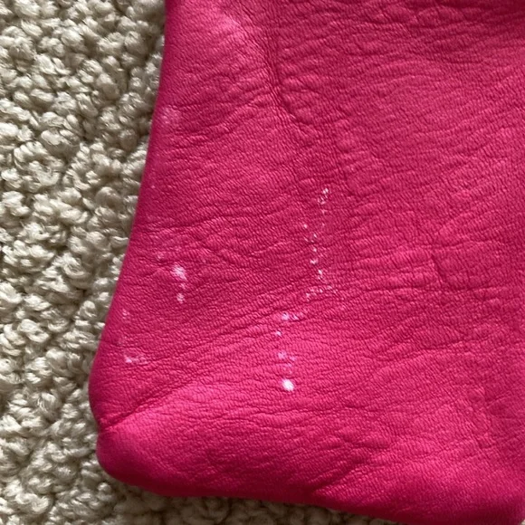 Sharon Duvall Leather Small Hand Carved Genuine Leather Pink Zippered Pouch NWT - Picture 4 of 7